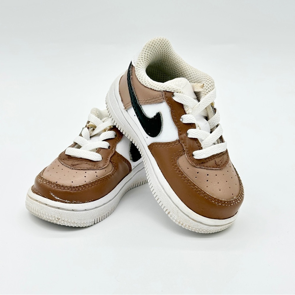 Nike Air Force 1 Low Toddler Brown Tan Neutral Sneakers Kids Shoes | EUC | Sz5